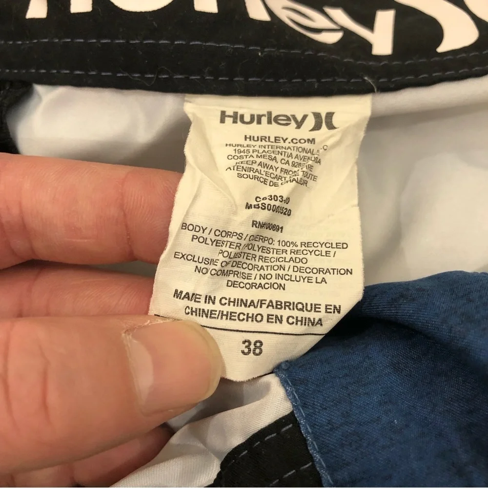 Hurley Surf Blue Speckled & Purple Beach Pool Swim Trunks Board Shorts Mens 38.